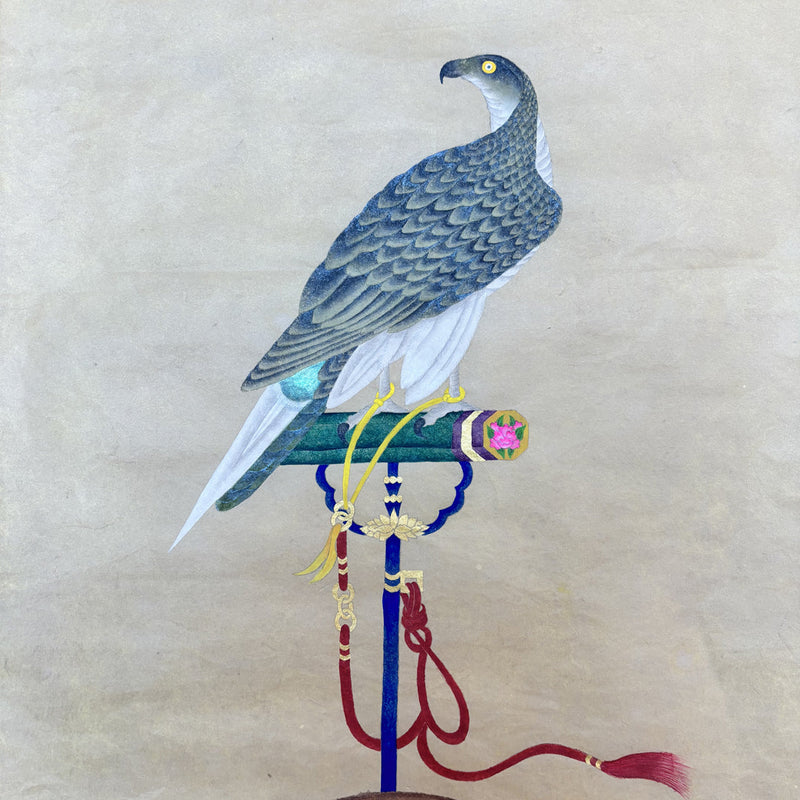 A Celebration of Korean Tradition: Hand-Painted Minhwa of a Falcon
