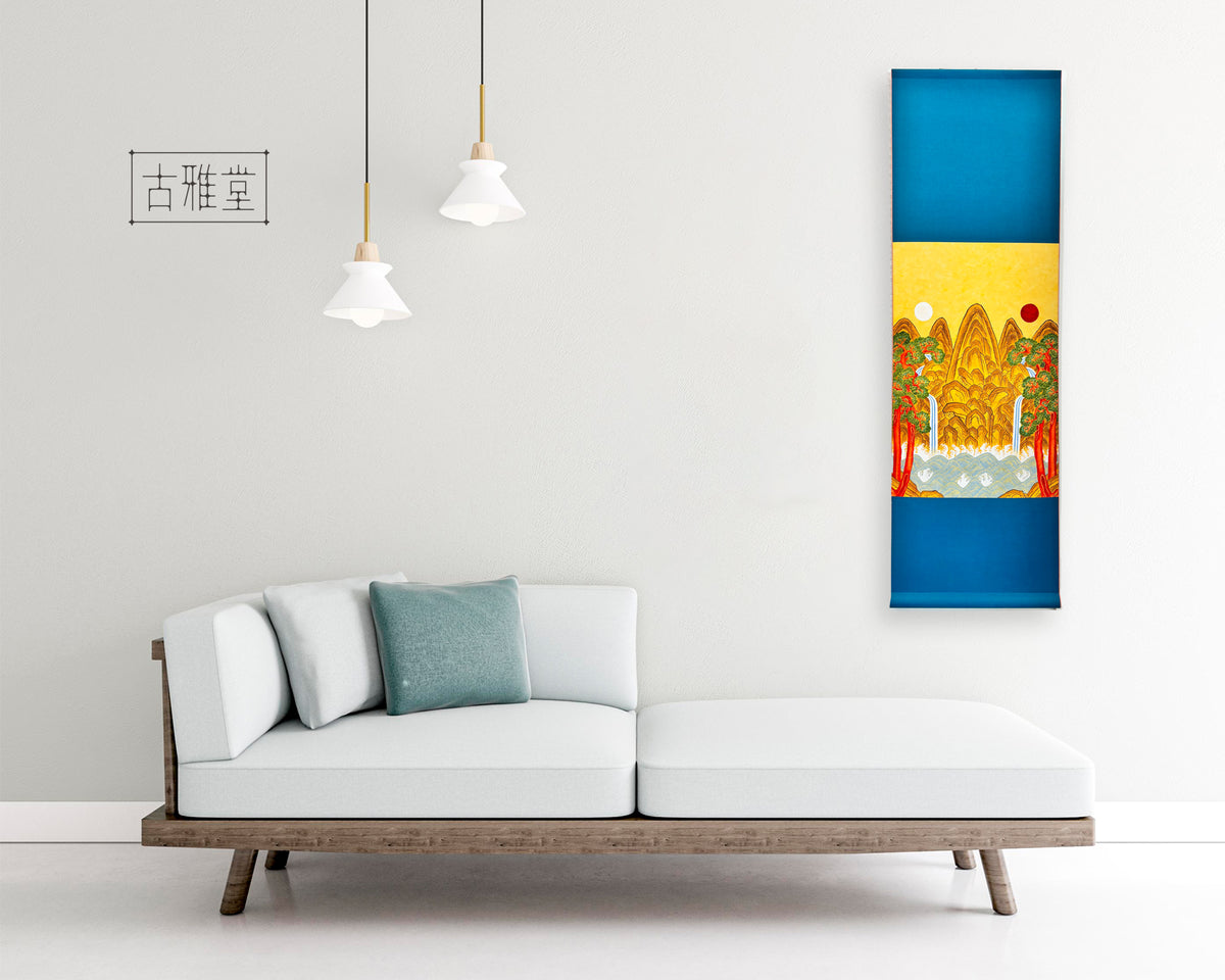 Five Peaks of the Sun & Moon – Korean traditional silk scroll (Ilwol Obongdo)