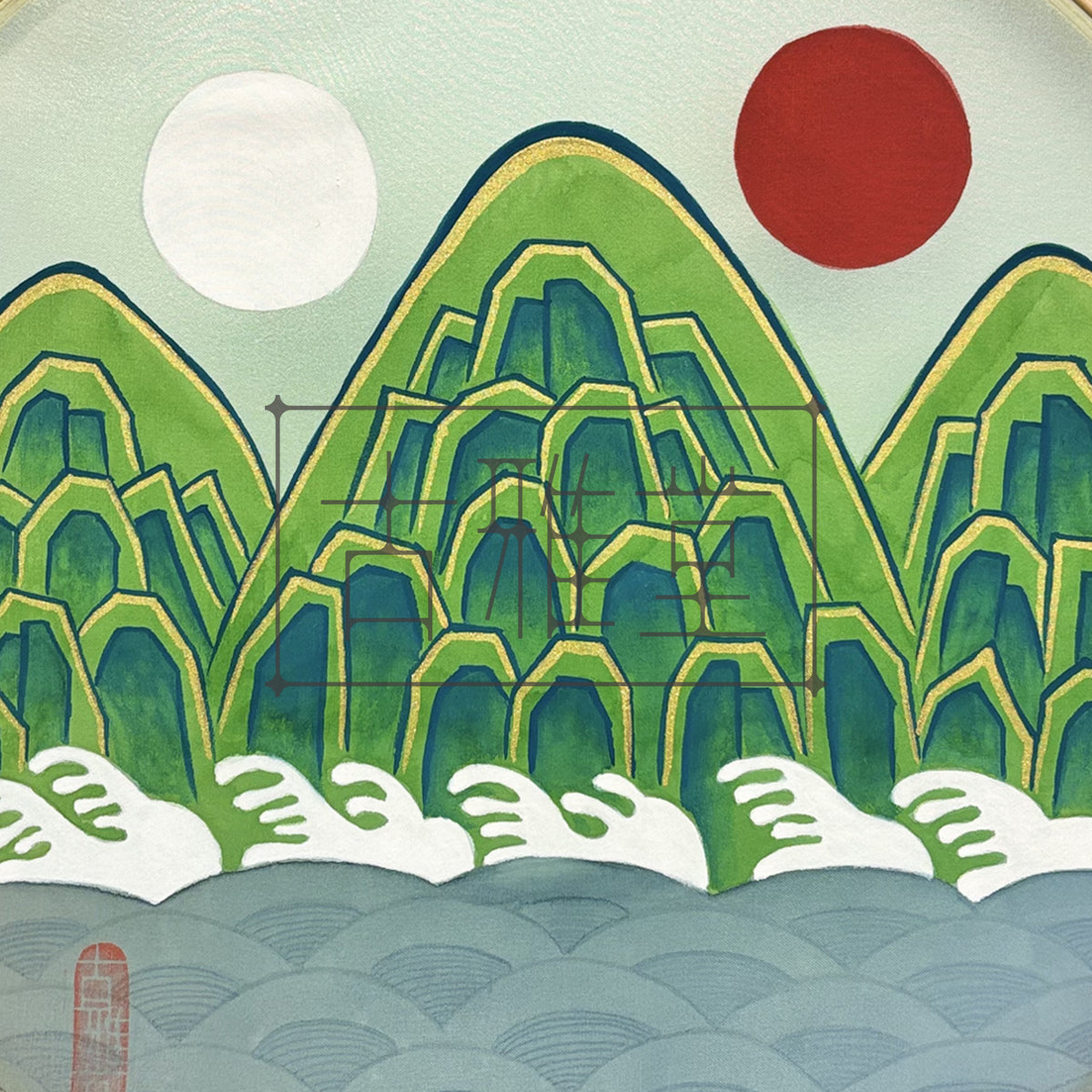 Oriental Painting, Landscape Painting, Traditional Korean Art, Korea Art Wall paintings landscape, Mountain painting, Housewarming Gift(10-inches)