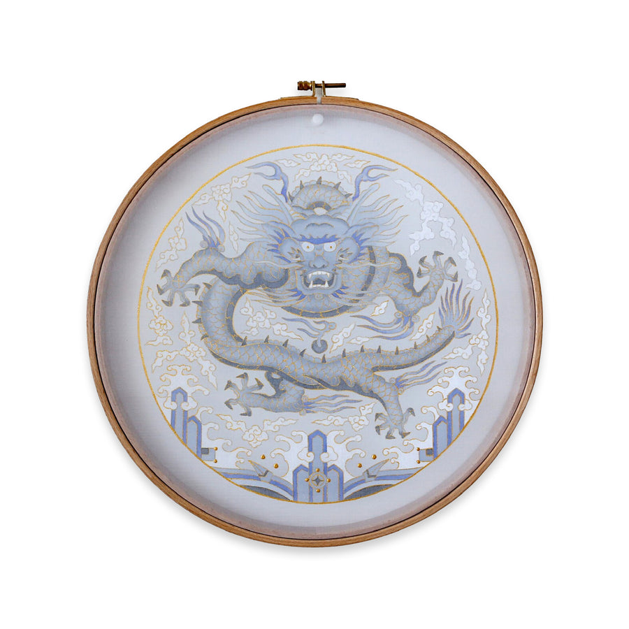 Guardian Dragon – Korean Hand Painted Dragon Embroidery Hoop Art(11-inches)