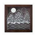 Handmade Korean Ilwol Obongdo | Monochrome Silk Wall Art | Traditional Five Peaks Minhwa | 9x9 Inch Natural Pigment Decor