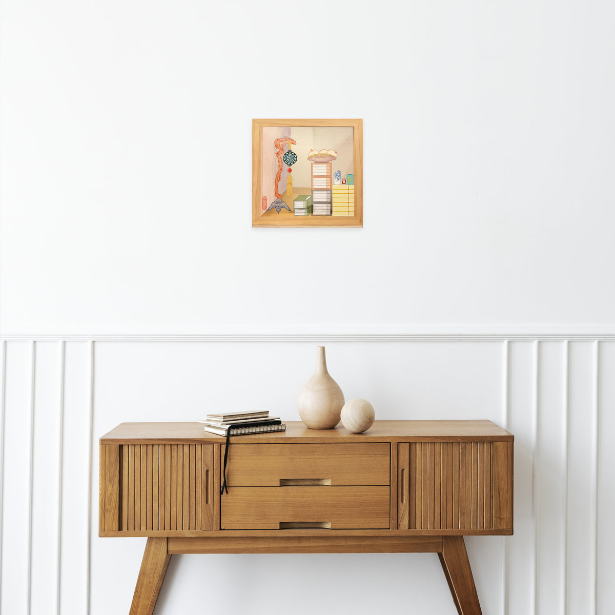 Wisdom & Serenity – Korean Minhwa Painting of a Scholar’s Study (Hand-painted on Silk)