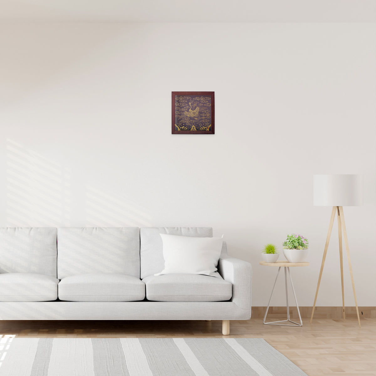 Korean Traditional Crane Painting | Silk Handcrafted Minhwa Wall Art | Natural Pigment Artwork
