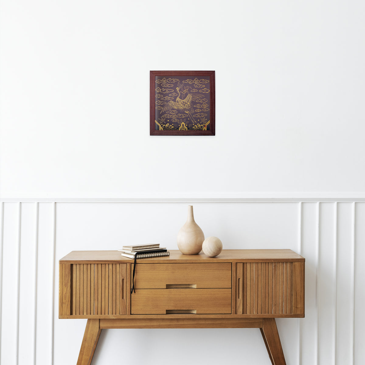 Korean Traditional Crane Painting | Silk Handcrafted Minhwa Wall Art | Natural Pigment Artwork