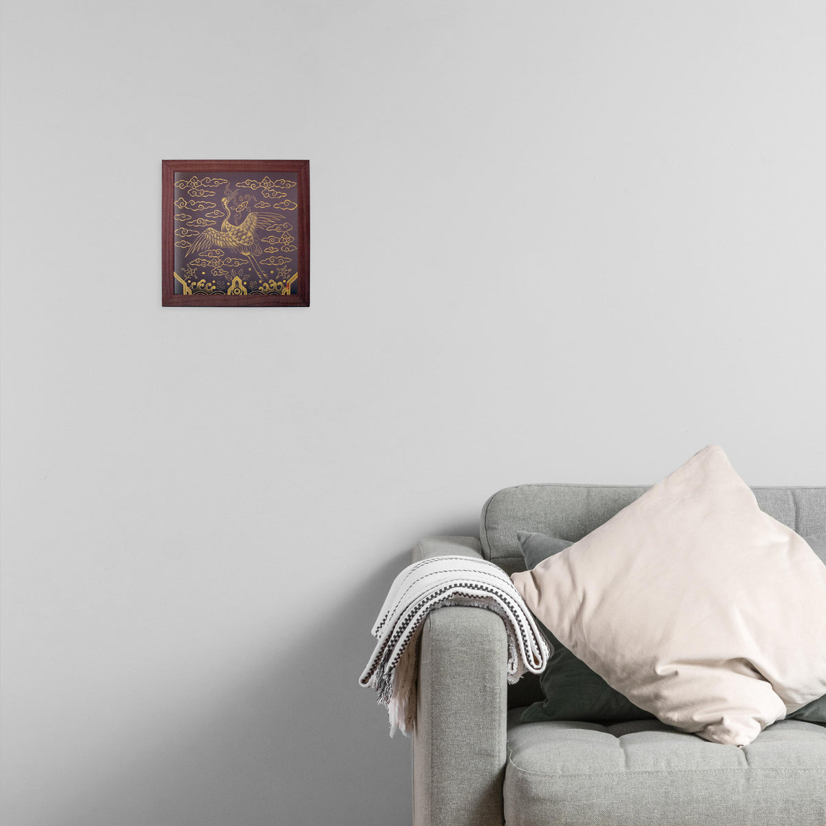 Korean Traditional Crane Painting | Silk Handcrafted Minhwa Wall Art | Natural Pigment Artwork