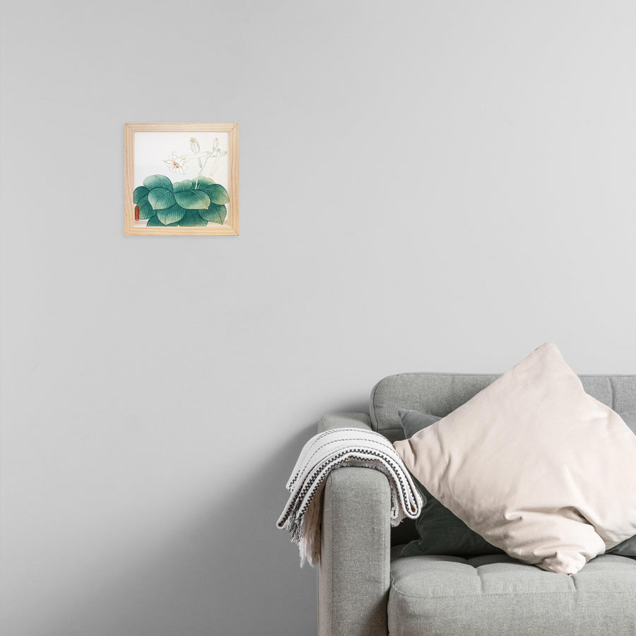 Silent Bloom – Traditional Korean Flower Painting on Silk with Natural Wood Frame