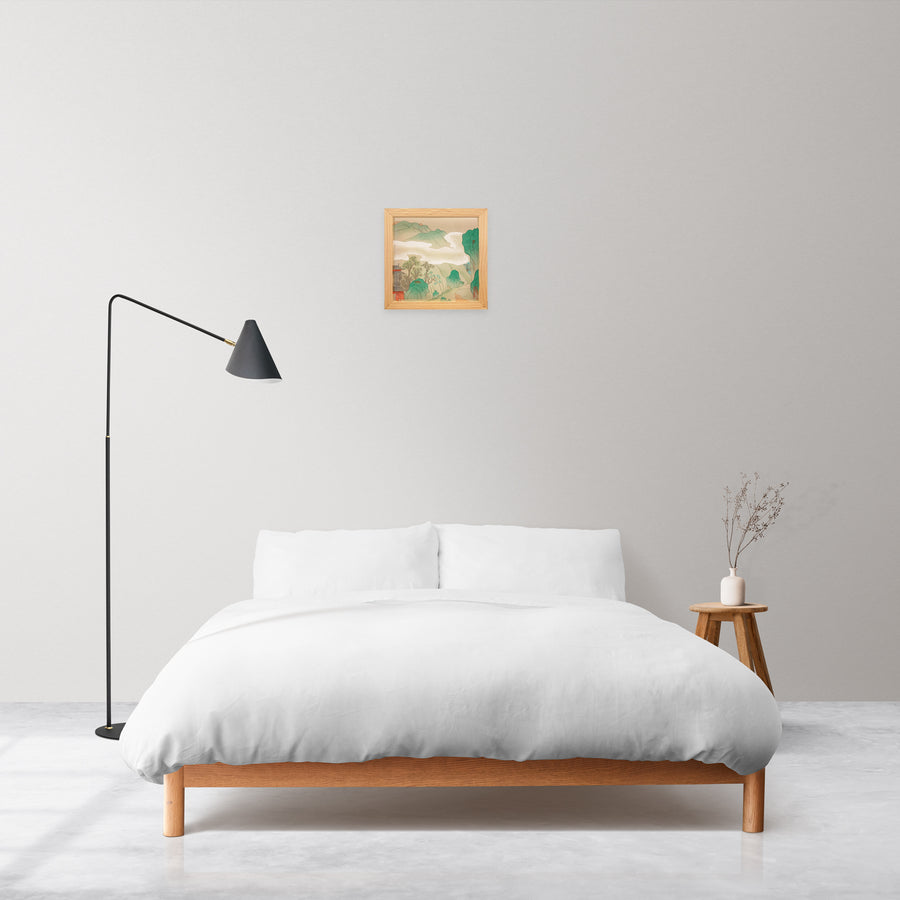 Dreamy Mountainscape – Korean Minhwa Landscape on Silk (Hand painted)