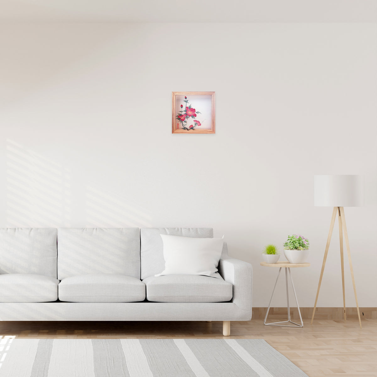 Blossoms in Bloom – Hand painted Korean Silk Art with Natural Wood Frame