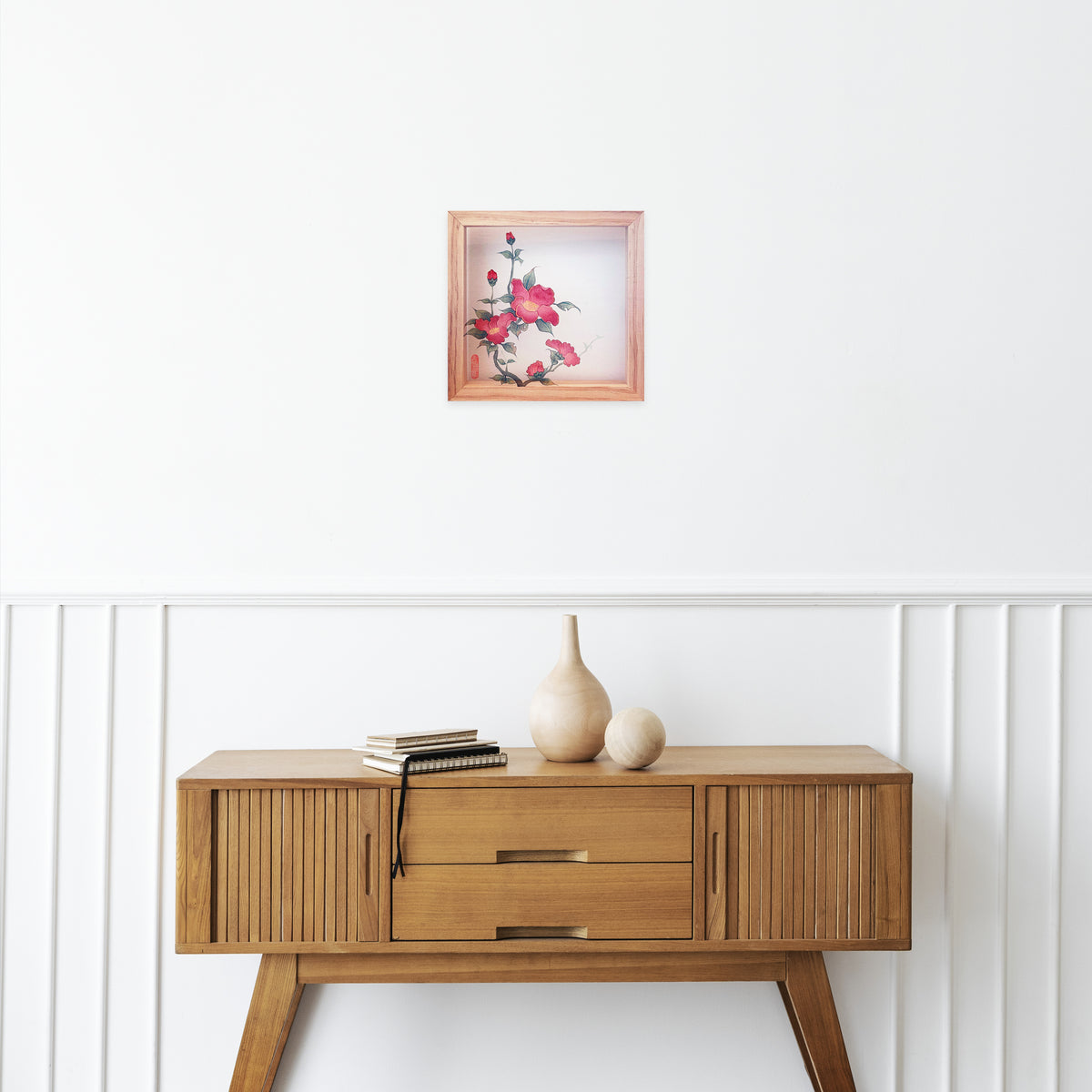 Blossoms in Bloom – Hand painted Korean Silk Art with Natural Wood Frame