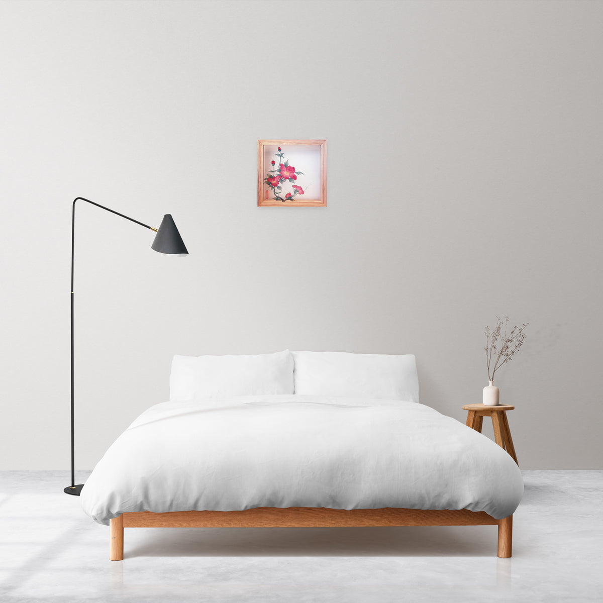 Blossoms in Bloom – Hand painted Korean Silk Art with Natural Wood Frame