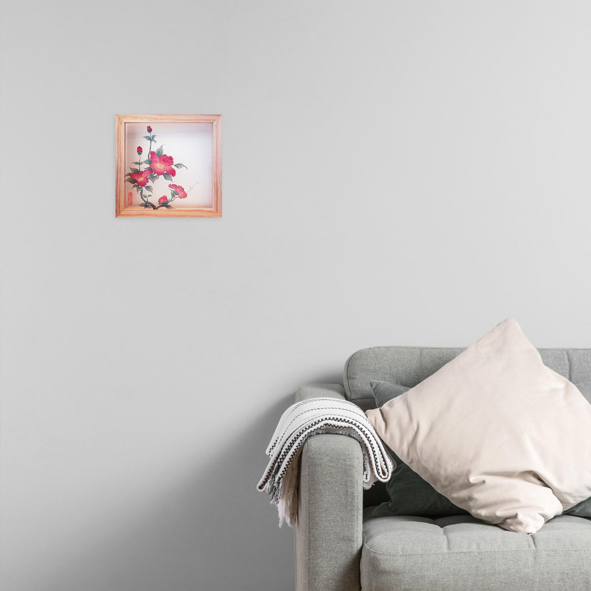 Blossoms in Bloom – Hand painted Korean Silk Art with Natural Wood Frame