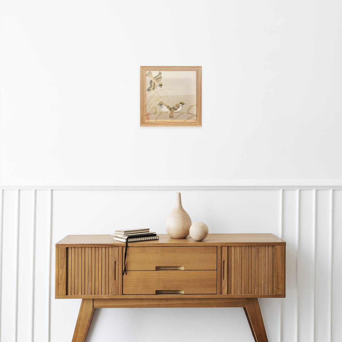 Sparrows of Peace – Korean Minhwa Painting on Silk (Hand painted)
