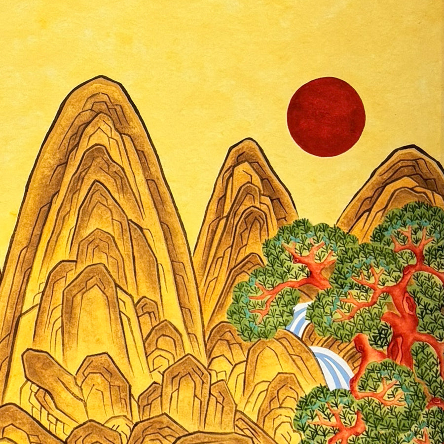 Five Peaks of the Sun & Moon – Korean traditional silk scroll (Ilwol Obongdo)